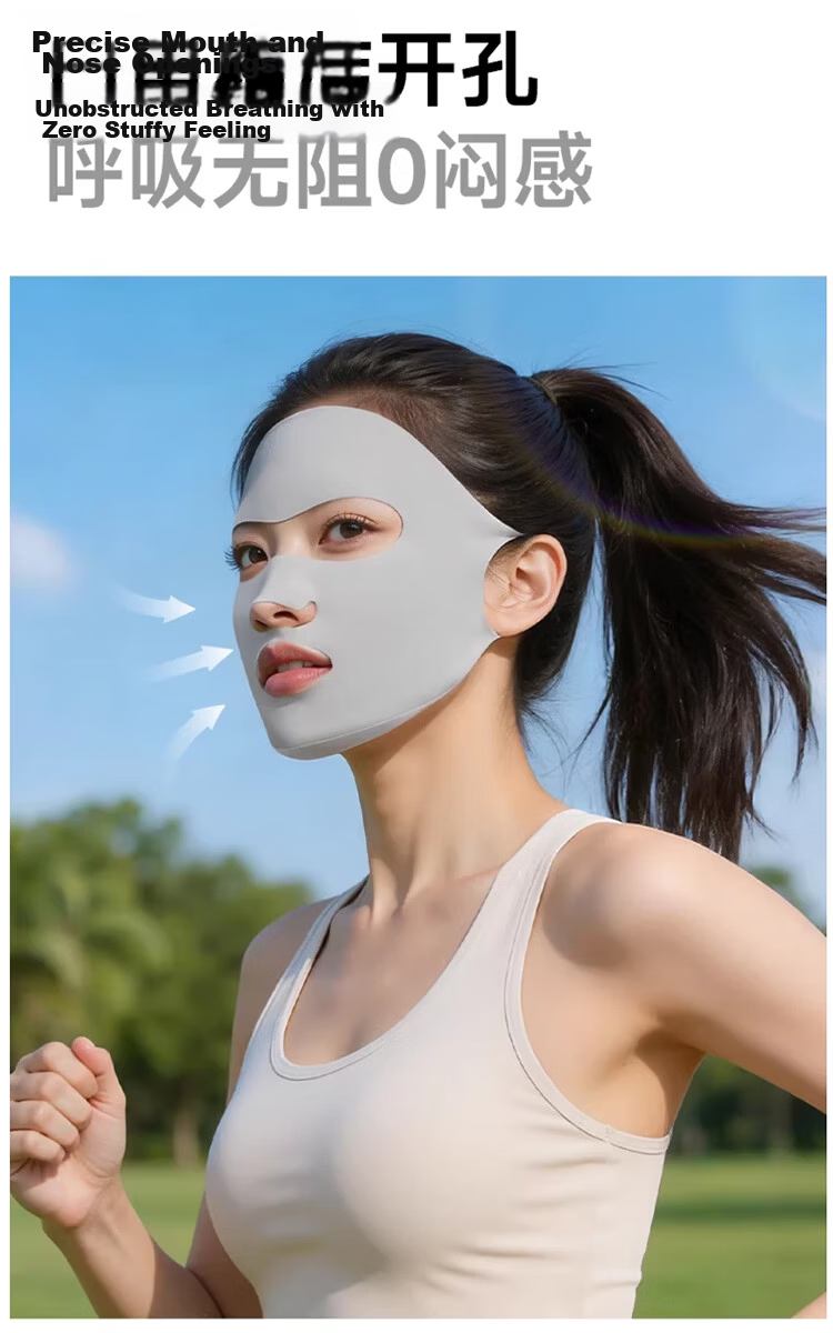 Yuzhaolin Women's Cycling Sun Protection Mask UV Protection Ice Silk Breathable Full Face Sunshade Neck and Eye Guard Blush Face Cover 7