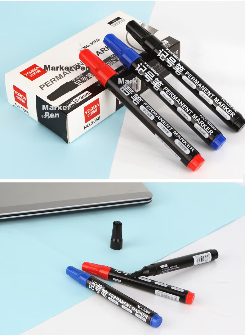 YORBA Bold Tip Marker Pen Smooth Writing Office Stationery Student Training Classroom Teaching Marker Pen 10-Pack 5066 Black 4