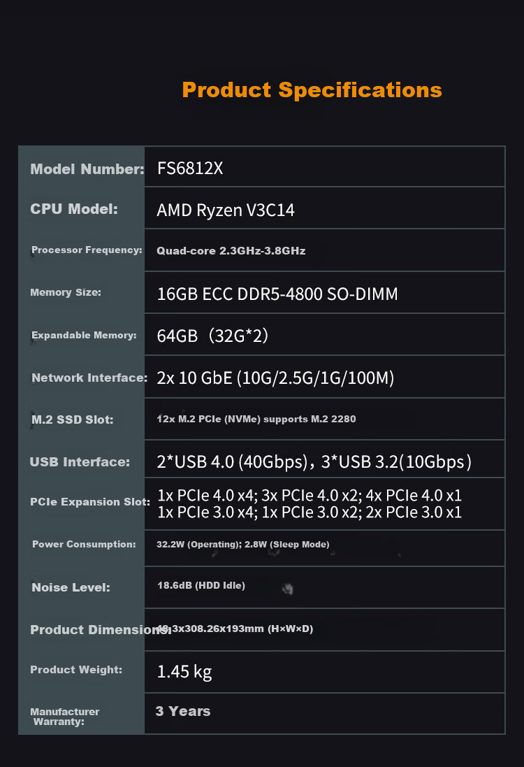 Asustor AS6812X Cloud Arrow 12-Bay NAS Network Storage Private Cloud NAS NVMe All-Flash M.2 SSD 10GbE Storage Server FS6812X 3