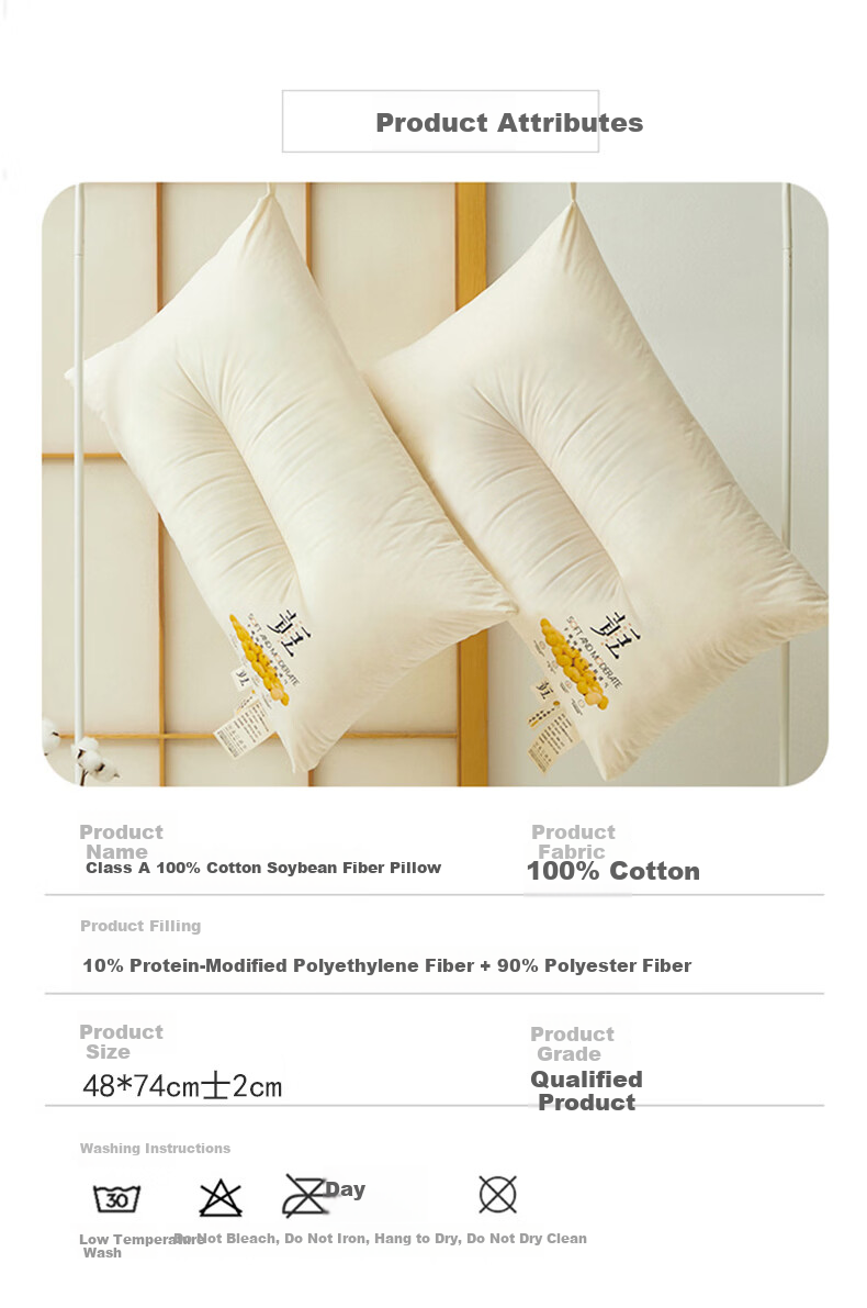 J.Sir High Pillow Deep Sleep Pillow Core Non-Collapsing Non-Deforming Cotton Neck Support Single Pillow for Hotel and Home Use 14