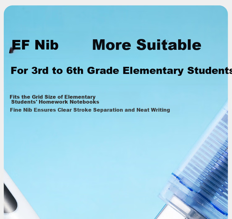 JD Jingzao Direct Liquid Cartridge-Free Fountain Pen EF Nib 0.38mm Blue 6-Pack for 3rd-6th Grade Elementary Students Calligraphy Practice 4