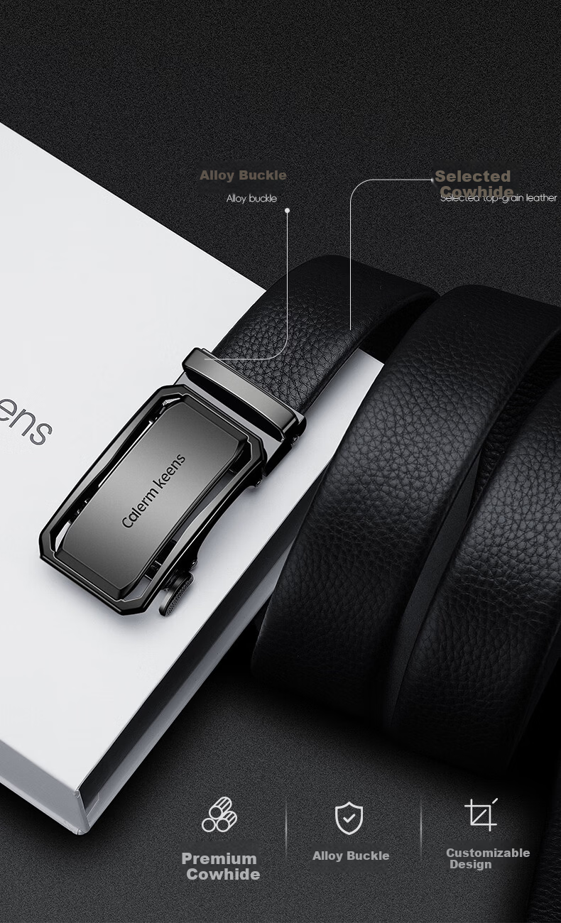 Calermkeens Men's Genuine Leather Belt 2026 New Automatic Buckle Practical Father's Day Gift for Dad 3