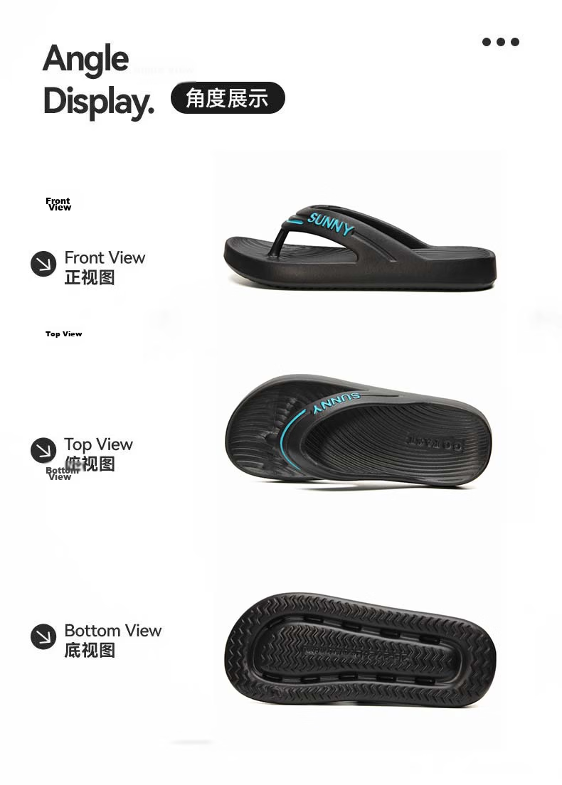CXOCSI Men's Summer Flip Flops Women's Outdoor EVA Non-Slip Beach Sandals Black Size 44-45 7
