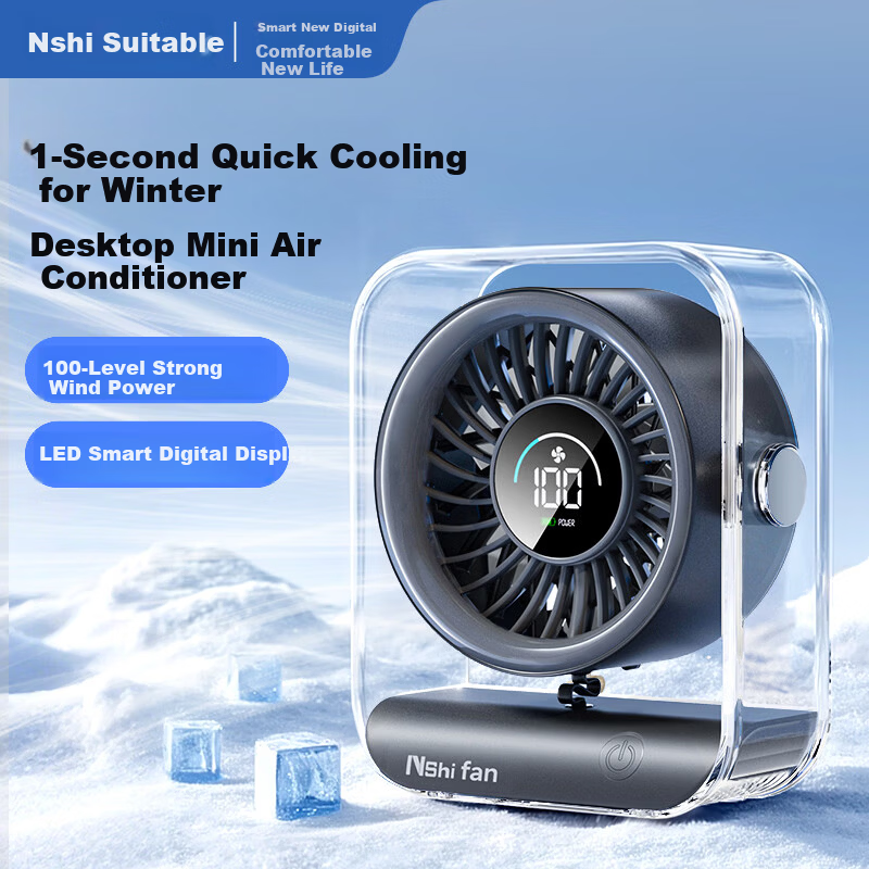 Ultra-Quiet Mini USB Desktop Fan for Office, Dormitory, Outdoor Camping - Portable Table Floating Air Cooler (Plug-in Black)