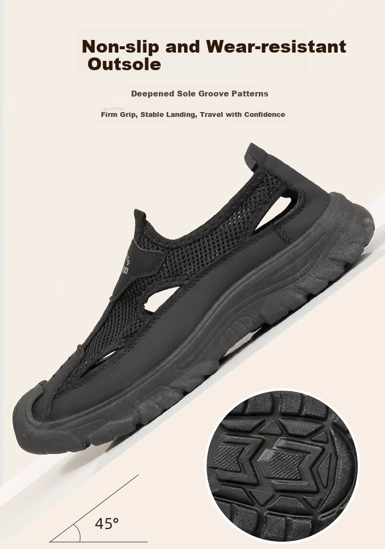 Yidisen Summer Genuine Breathable Water-Resistant Hiking Sandals for Men Hollow Out Beach Shoes Mesh Toe Cap Coffee Color Size 39 7