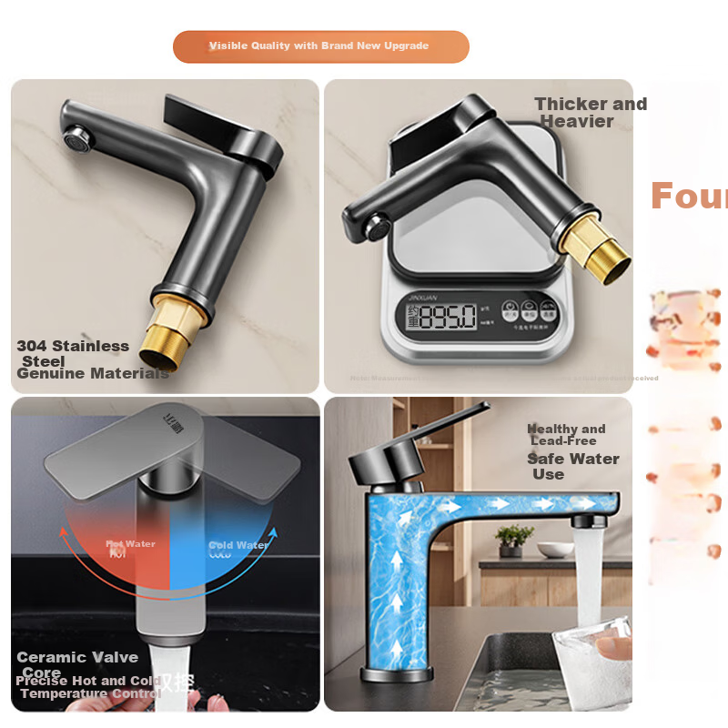 Del 28-Year Brand Stainless Steel Thickened Bathroom Sink Faucet MPLT-PM