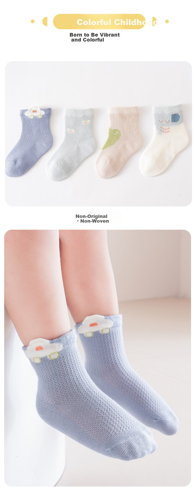JOYNCLEON Baby Socks Summer Thin Breathable Non-Binding Mid-Calf Cotton Seamless Mesh Socks JYF183113 6