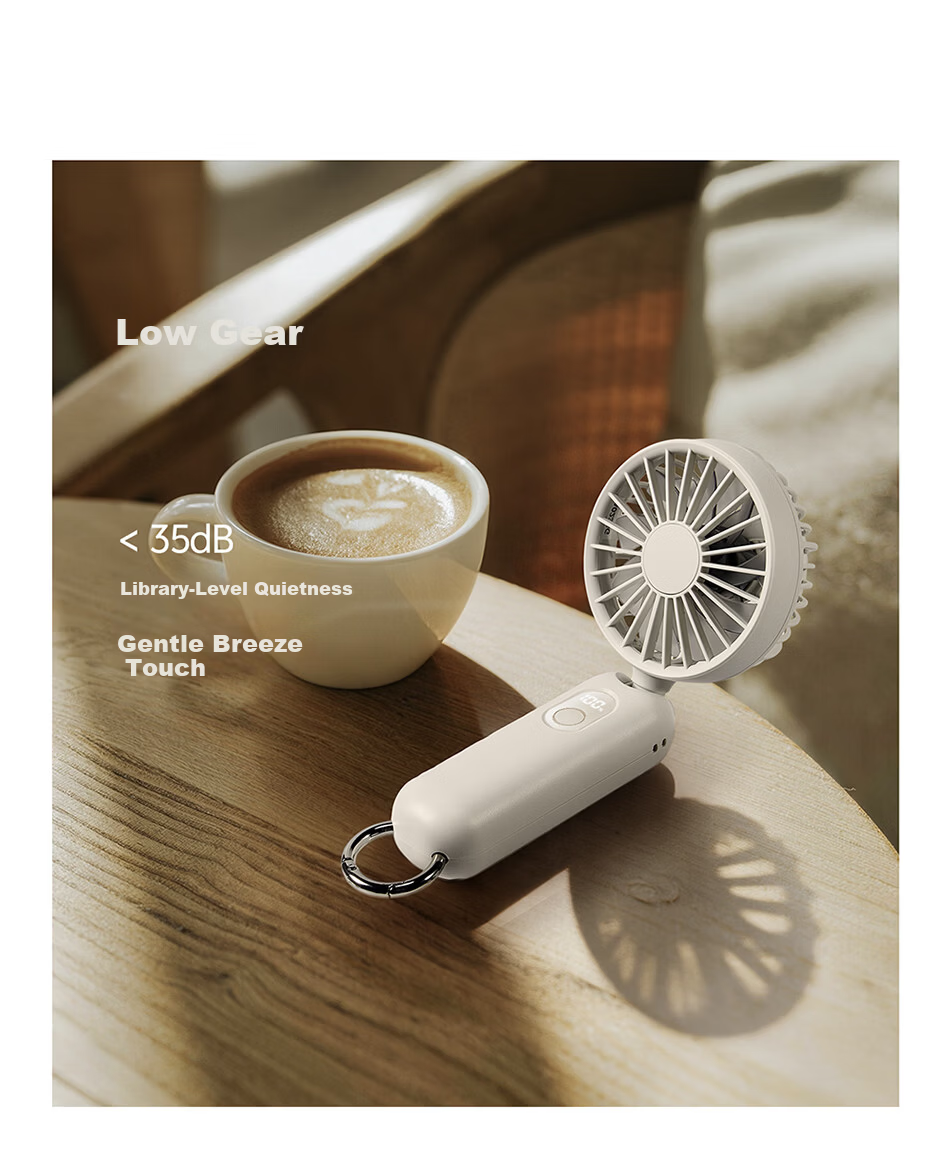 RHYTHM Japan Ultra-Quiet Handheld Fan Office Desktop Portable USB Rechargeable Long Battery Life Neck Hanging Mini Cooling Fan 9ZFA44DL13 Light Green 9