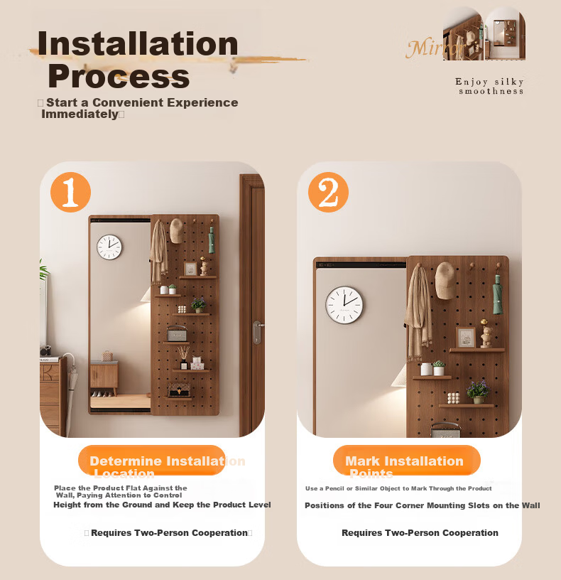 Yamile Hollow Board Dressing Mirror Hidden Solid Wood Core Sliding Full-Length Wall-Mounted Entryway Concealed Mirror 12