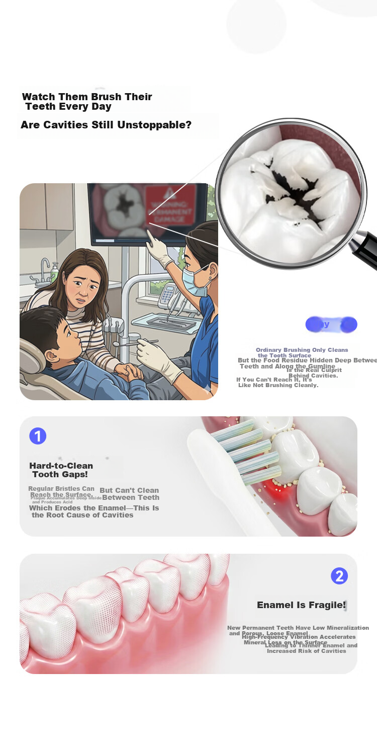 Ruiwu Jet Cleaning Kids Electric Toothbrush | Children Love Brushing | Children's Day Gift for Boys and Girls | JD Self-operated | Electric Toothbrush for Ages 6-12-18 Teens 3