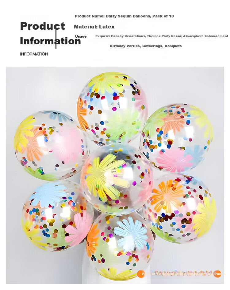 Yuanhui Kindergarten Children's Day Decoration 12-inch Colorful Sequin Transparent Large Latex Balloons Birthday Mall School Decoration 3