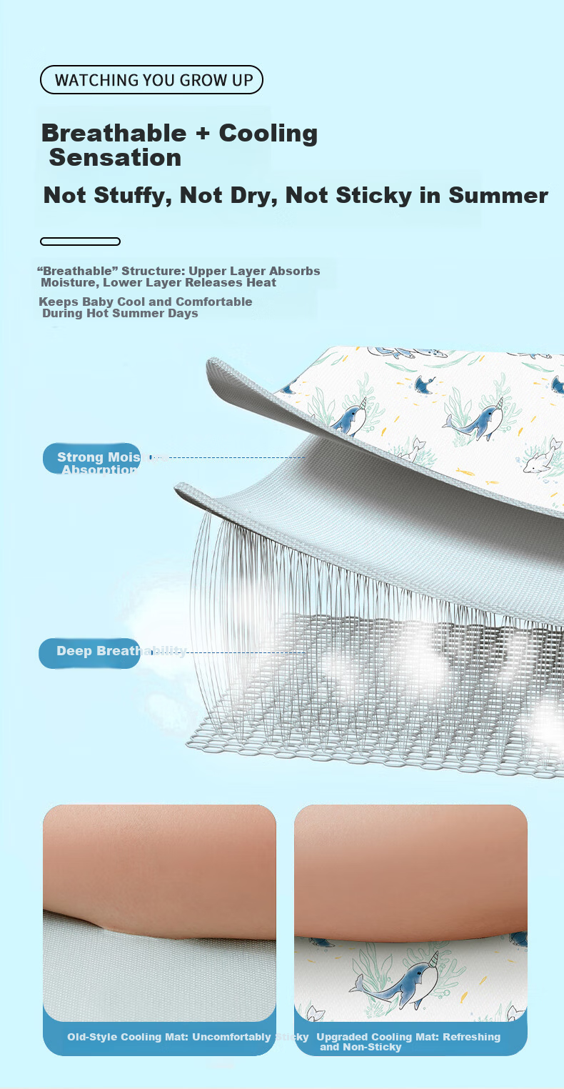 Nanjiren Baby Bamboo Fiber Cooling Mat for Crib Toddler Children's Nap Mat 65*120cm 9