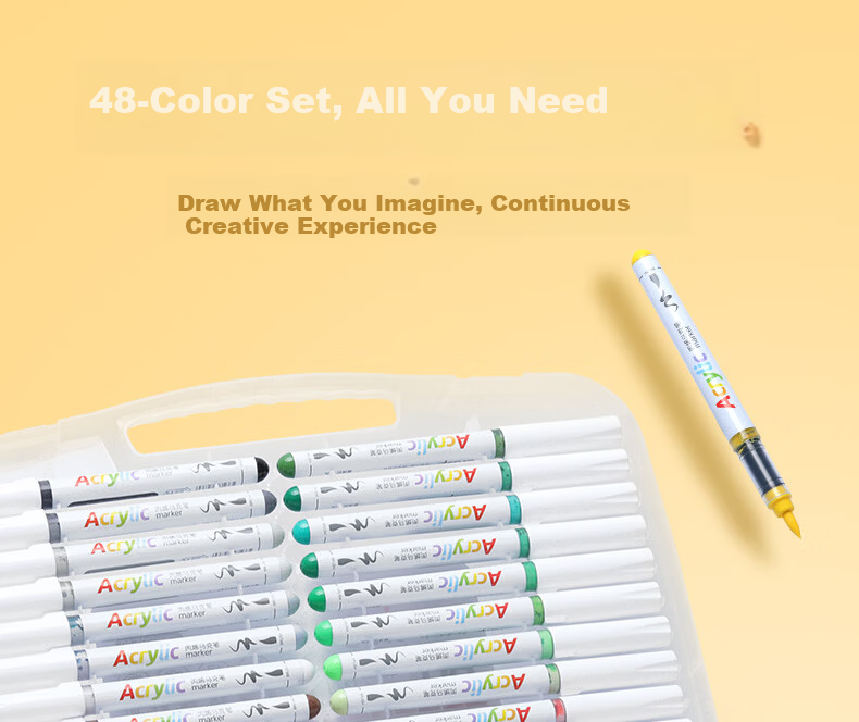 Direct Liquid Soft Tip Acrylic Markers 48 Colors Student Set Non-Transparent Layerable Watercolor Paint Pens Gift Box 20