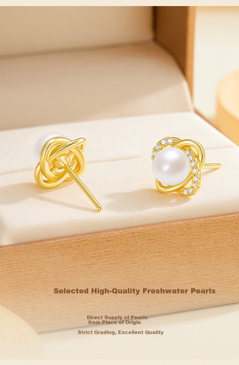 Ya Yi [Lao Miao Gold] Pearl Silver Ear Studs Women's Birthday Anniversary Gift for Girlfriend Wife 6