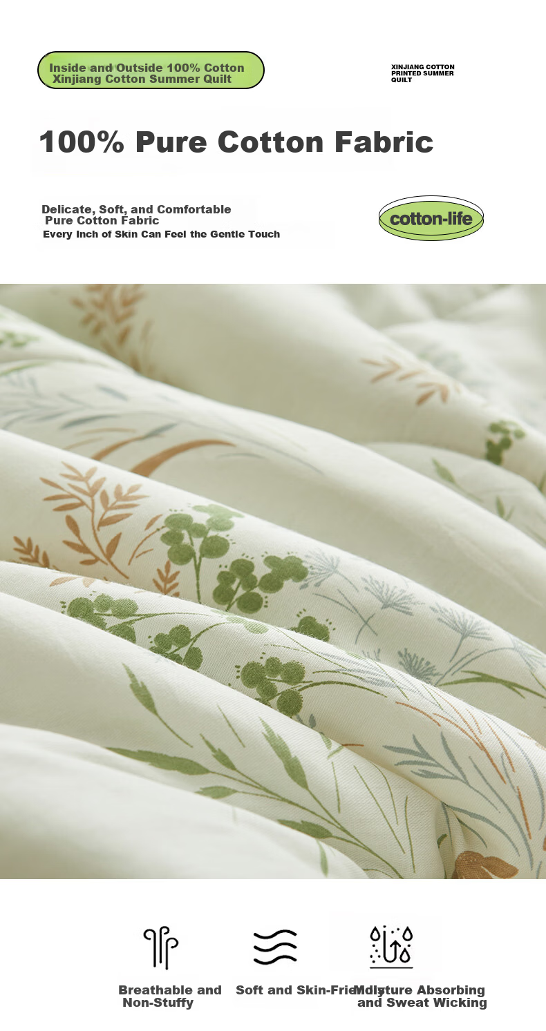 MUJI 100% Xinjiang Cotton Quilt, Pure Cotton Summer Cooling Quilt, 220*240cm 7