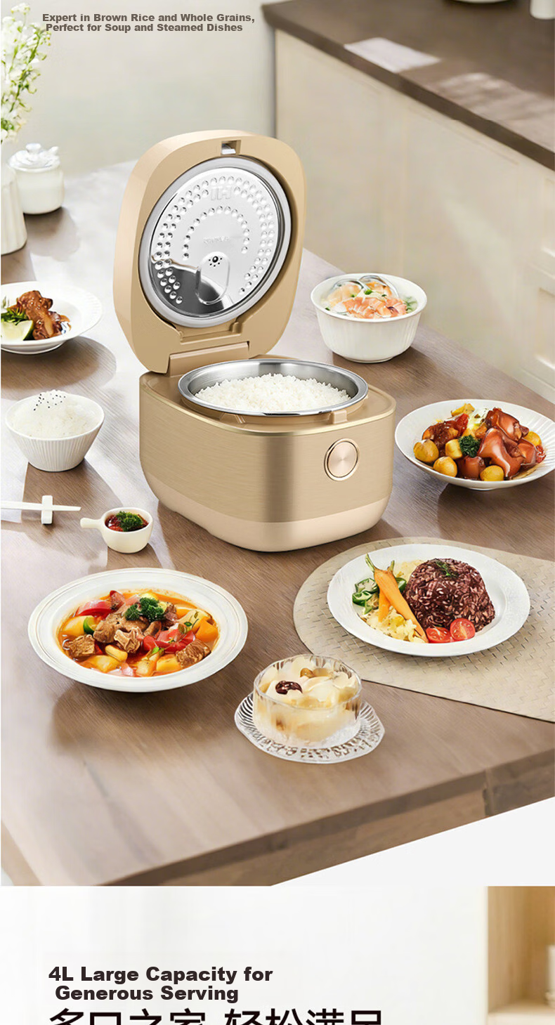 GREE 4-5 Person Rice Cooker 4L IH Heating 316L Stainless Steel Inner Pot Non-Coated Smart Steaming and Cooking Multi-Function Rice Cooker for Home Use - Sprouted Porridge 6