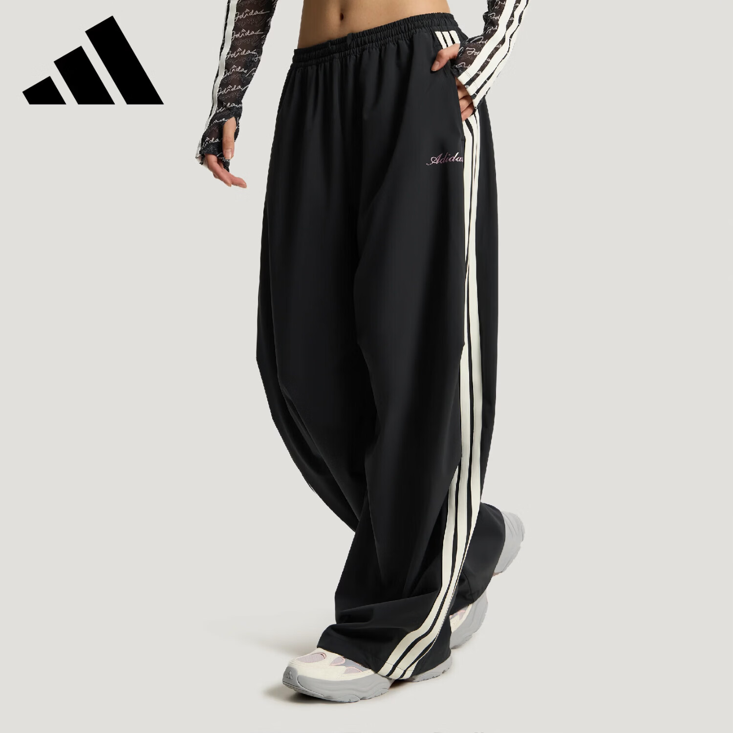 Adidas Women's Banana Pants Sports Series DCE WV PARA PNT Woven Trousers KX8931 Black XL