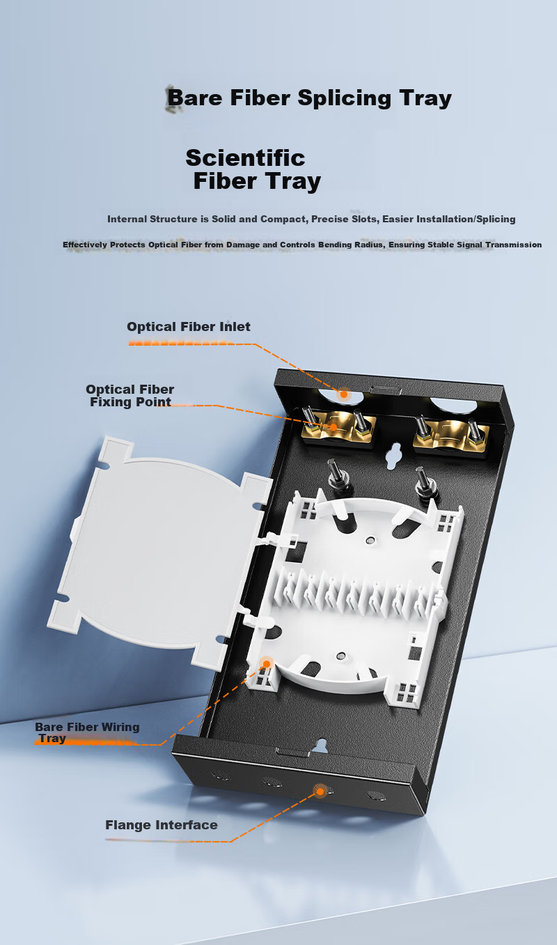 Sanze Fiber Optic Terminal Box 4-Port 4-Core SC Single-Mode Rack-Mount Fiber Distribution Frame Fully Loaded Pigtail Flange Wall-Mounted Desktop Telecom Grade Fiber Splice Box ZDH-SC4S 6