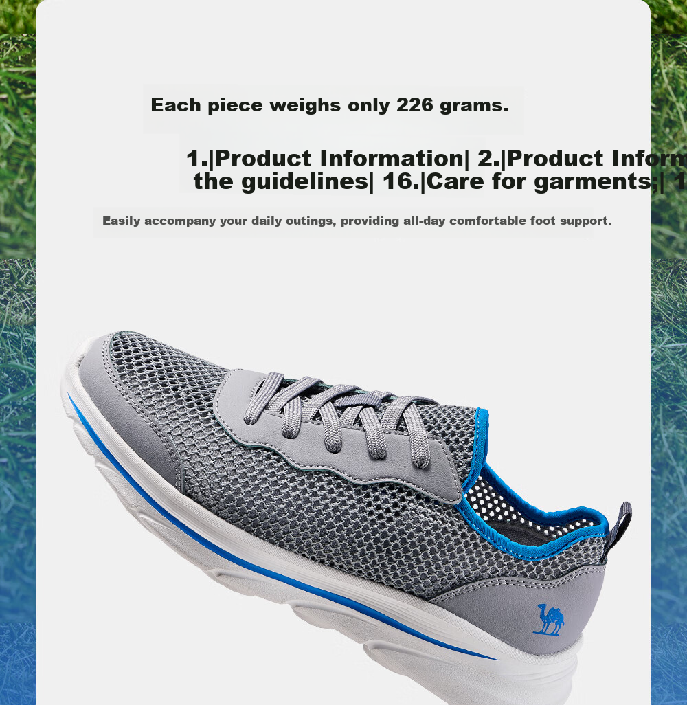 CAMEL Summer Mesh Breathable Lightweight Flexible Casual Walking Shoes for Men Father's Day G16M739038 Gray Size 41 7