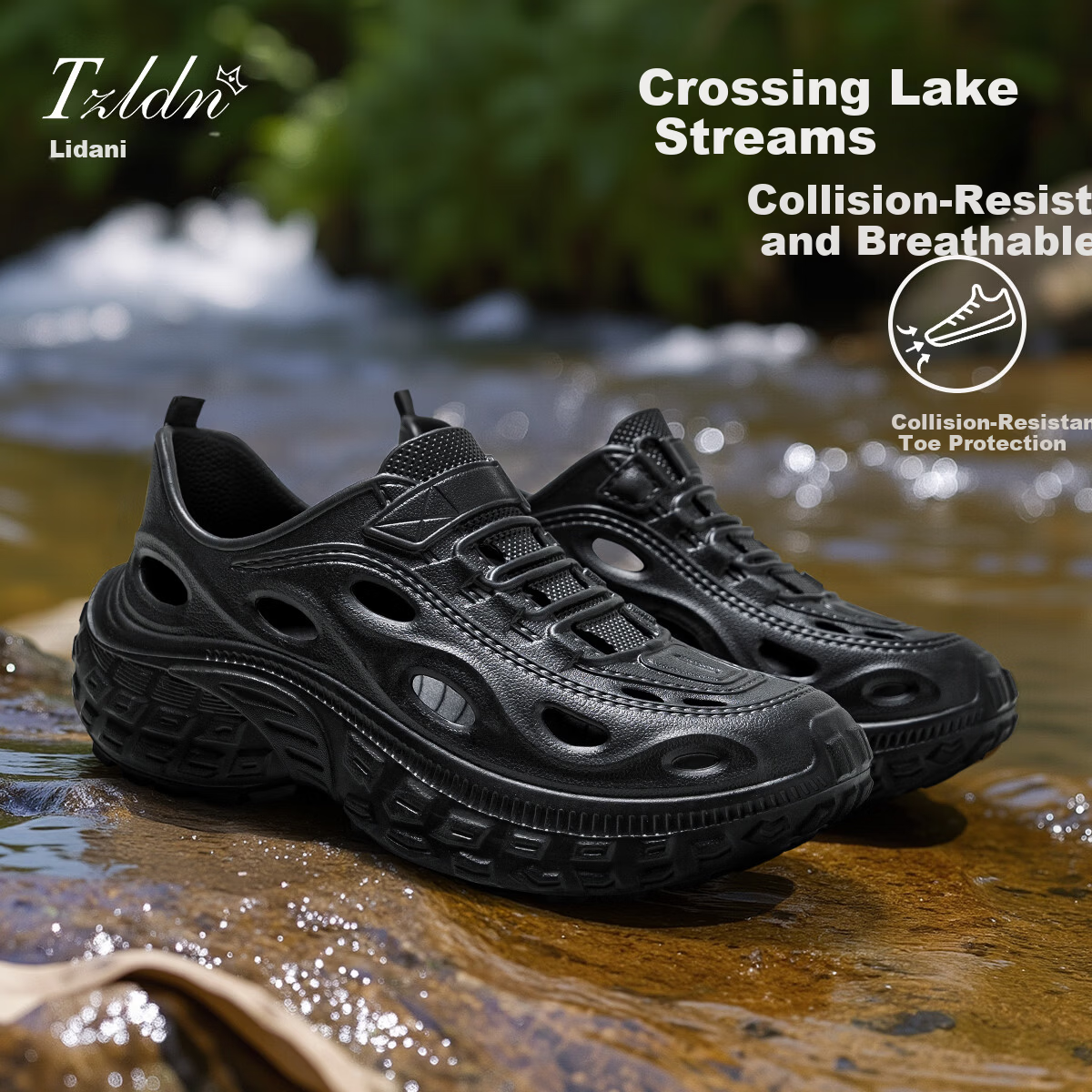 TZLDN Men's Summer Outdoor Clogs Anti-Odor Non-Slip Fully Covered Driving Comfortable Beach Water Shoes Sandals for Men