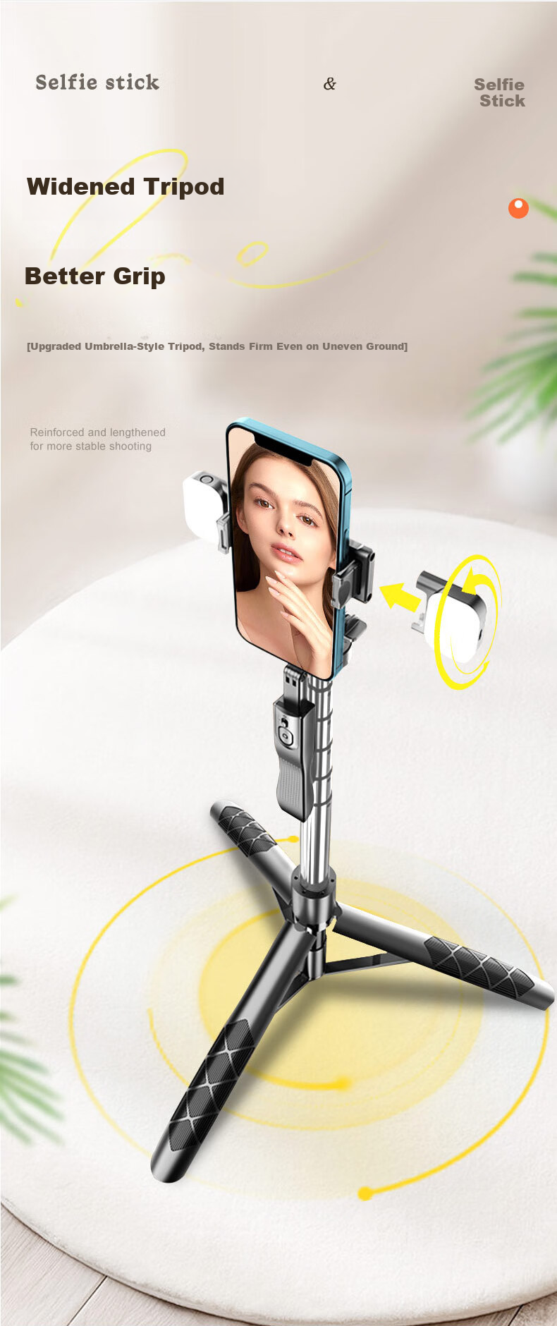 Liangdianpai L16SS Selfie Stick Tripod Selfie Tool Floor Phone Holder Anti-Shake Photo Universal Live Streaming Stand 360-Degree Rotating Handheld Travel Portable Outdoor Shooting Mount 2