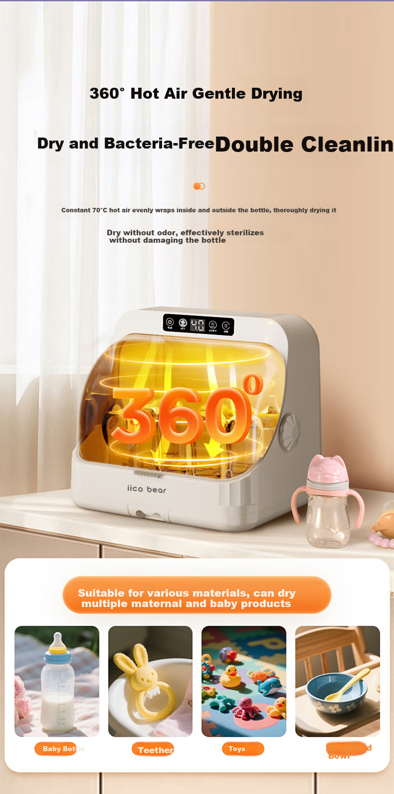 Iicobear Baby Bottle Sterilizer and Dryer UV Sterilizer Household Baby Tableware and Underwear Disinfection Machine 4