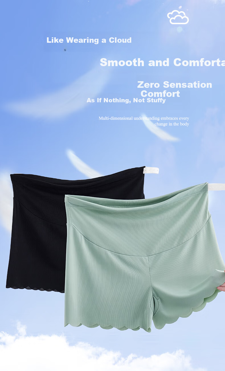 JOYNCLEON Maternity Safety Shorts Summer Thin Ice Silk Anti-Exposure Underwear Leggings Skin+Black XL Jyk176502 12