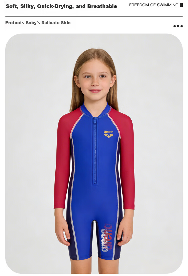 Arena Kids Long Sleeve One-Piece Rash Guard Swimwear Cute High Elastic Breathable Unisex 5