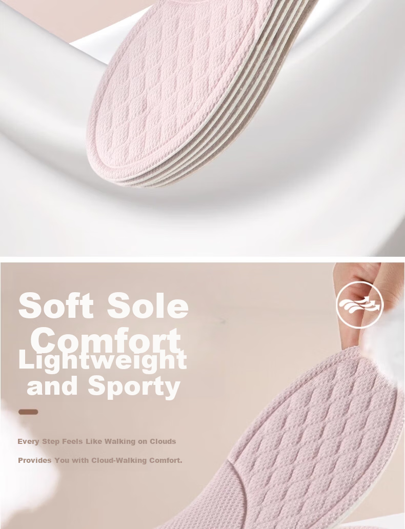 Zulijian Autumn Winter Non-Slip Insoles Thin Mugwort Deodorizing Sweat-Absorbing Soft Comfortable Sole Pink 1 Pair Size 37-38 2