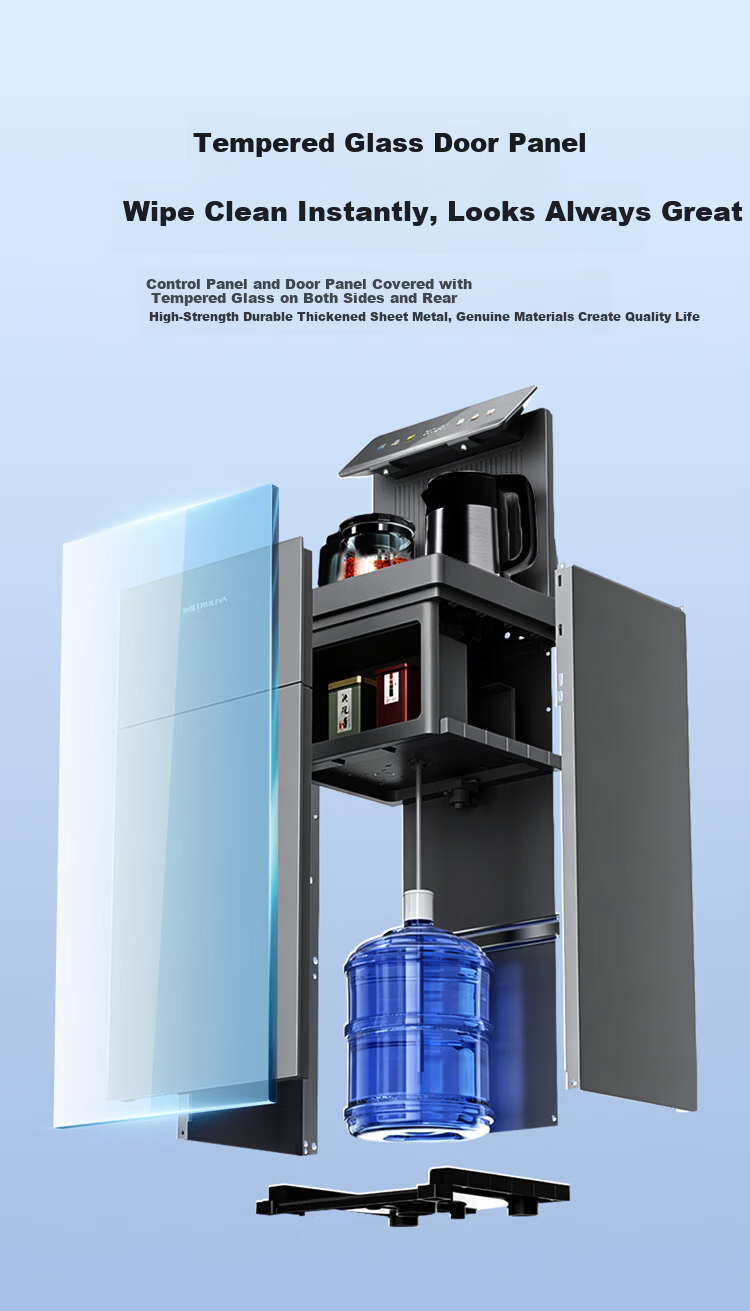 TRULIVA Tea Bar Machine Living Room Home Water Dispenser Multifunctional Hot and Cold Intelligent Tea Bar Cabinet Bottom-Load Water Bucket Fully Automatic Vertical Kettle Tea Maker National Subsidy YT 8