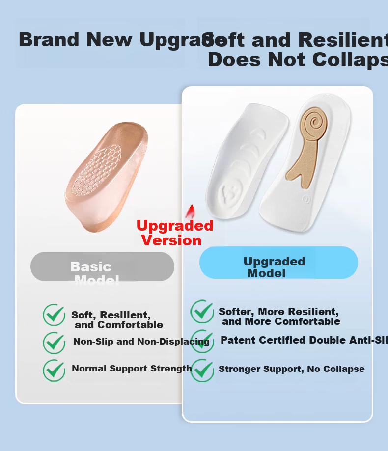 Gouge Snail Height-Increasing Insoles for Women, Arch Support, Comfortable, Invisible, Black, Women's Style, 2.5CM, One Size Fits All, 1 Pair 2