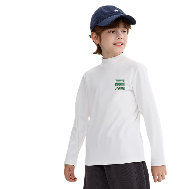 Baleno Boys' Long Sleeve T-Shirt Winter 2025 Warm Innerwear Children's Solid Color Half Turtleneck Base Shirt
