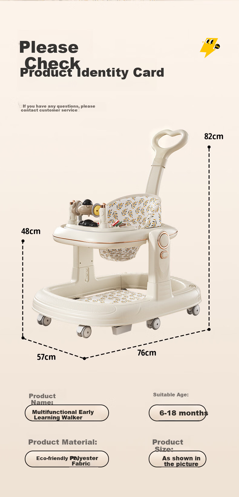 ANGI BABY Baby Walker 2026 Multifunctional Foldable Toddler Push Walker Birthday Gift Children's Day Gift 15