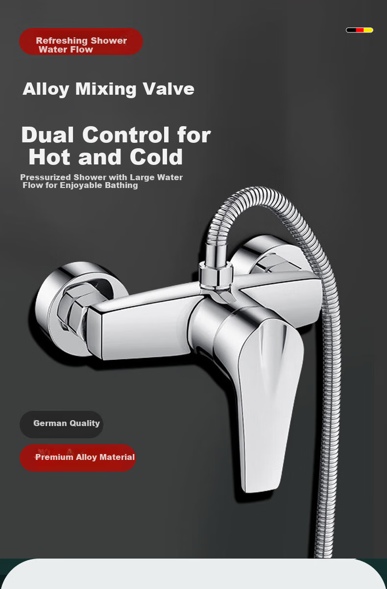 HOMK German Shower Mixer Valve Hot and Cold Water Faucet Bathroom Shower Mixing Valve Accessories 1