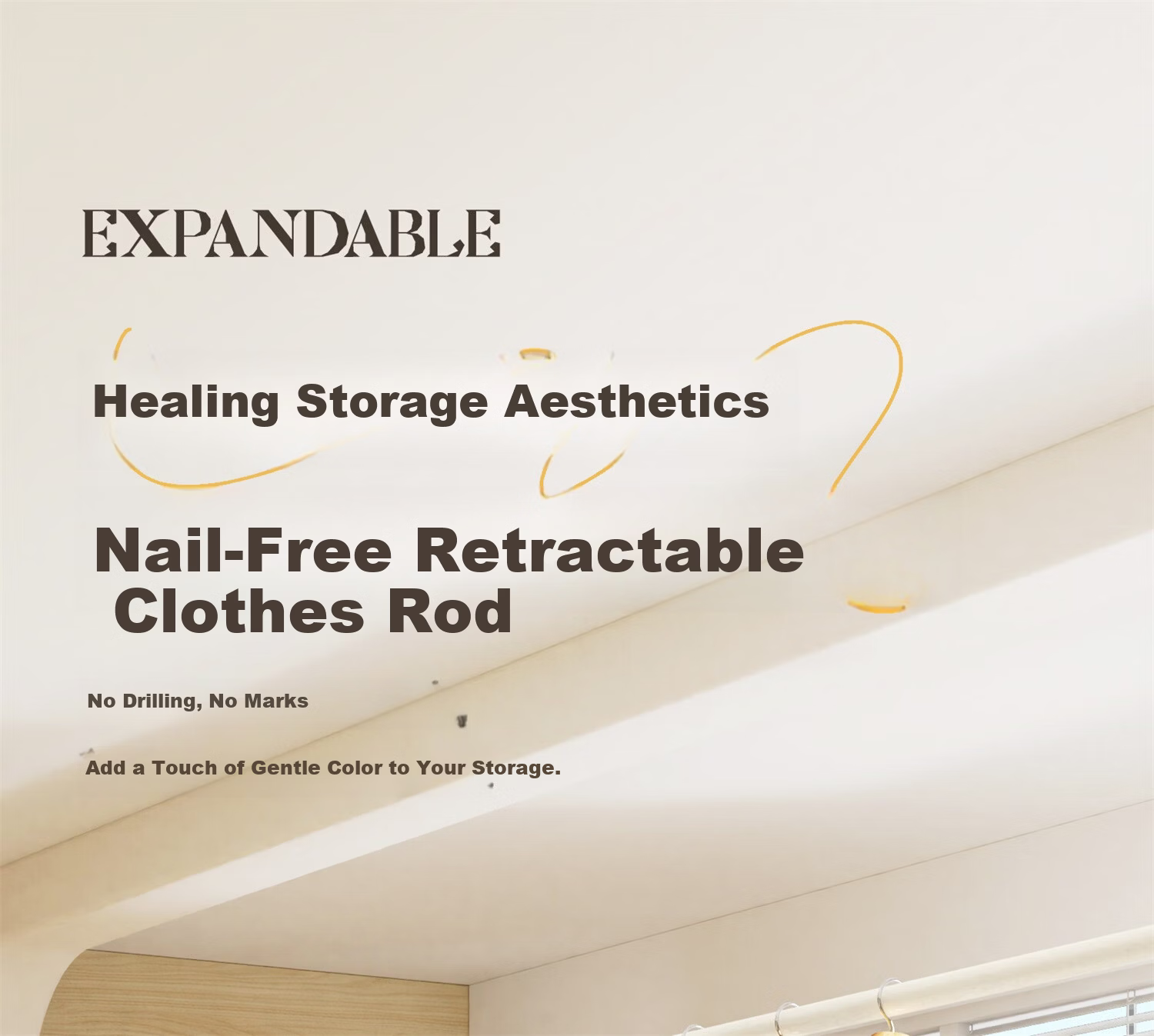 Submarine No-Drill Telescopic Clothes Drying Rod 304 Stainless Steel Shower Curtain Rod Balcony Clothes Hanger 50-80cm 1