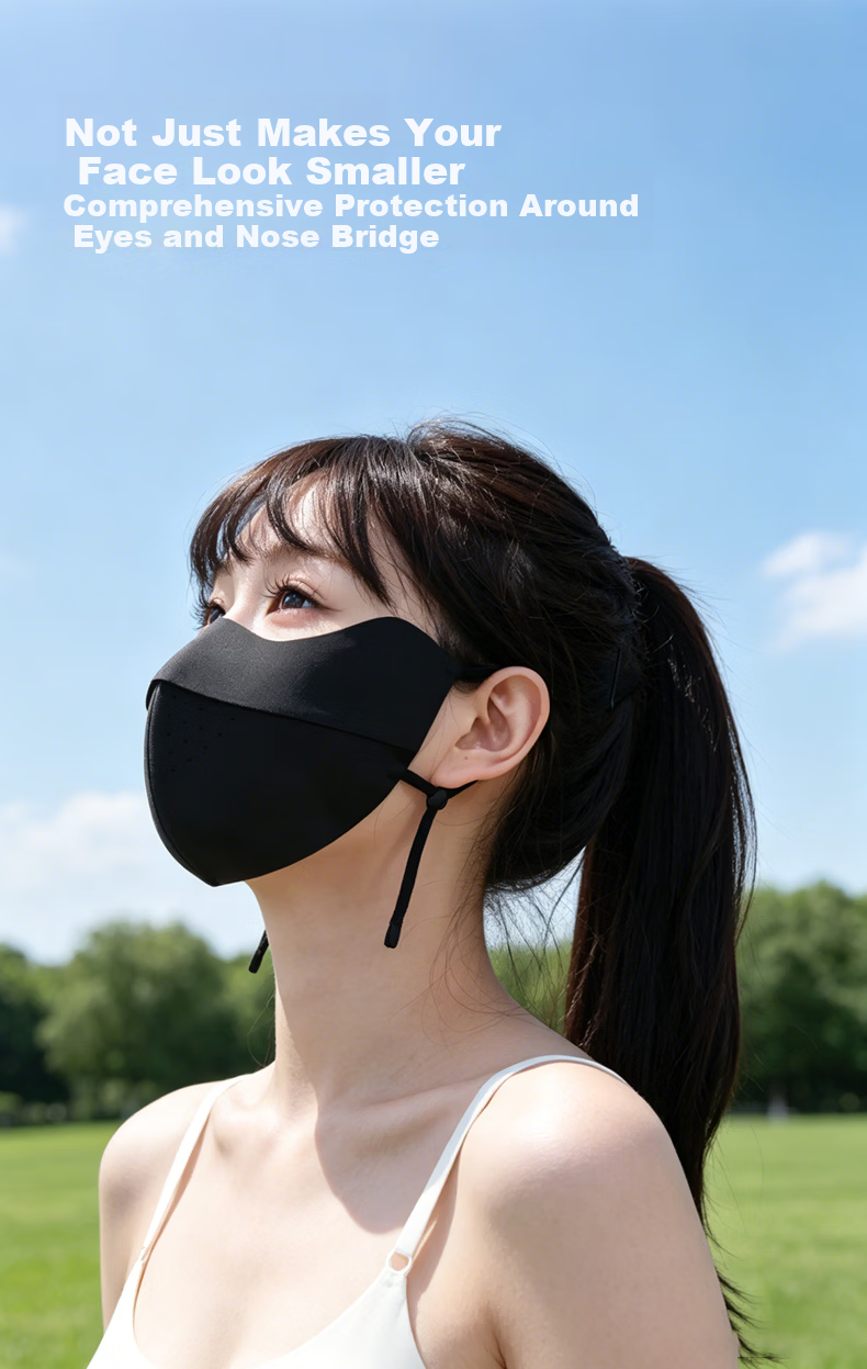 JD Jingzao Unisex Sunscreen Mask UV Protection Breathable Cycling Ice Silk Cooling Full Face Sun Protection Mask Black 8