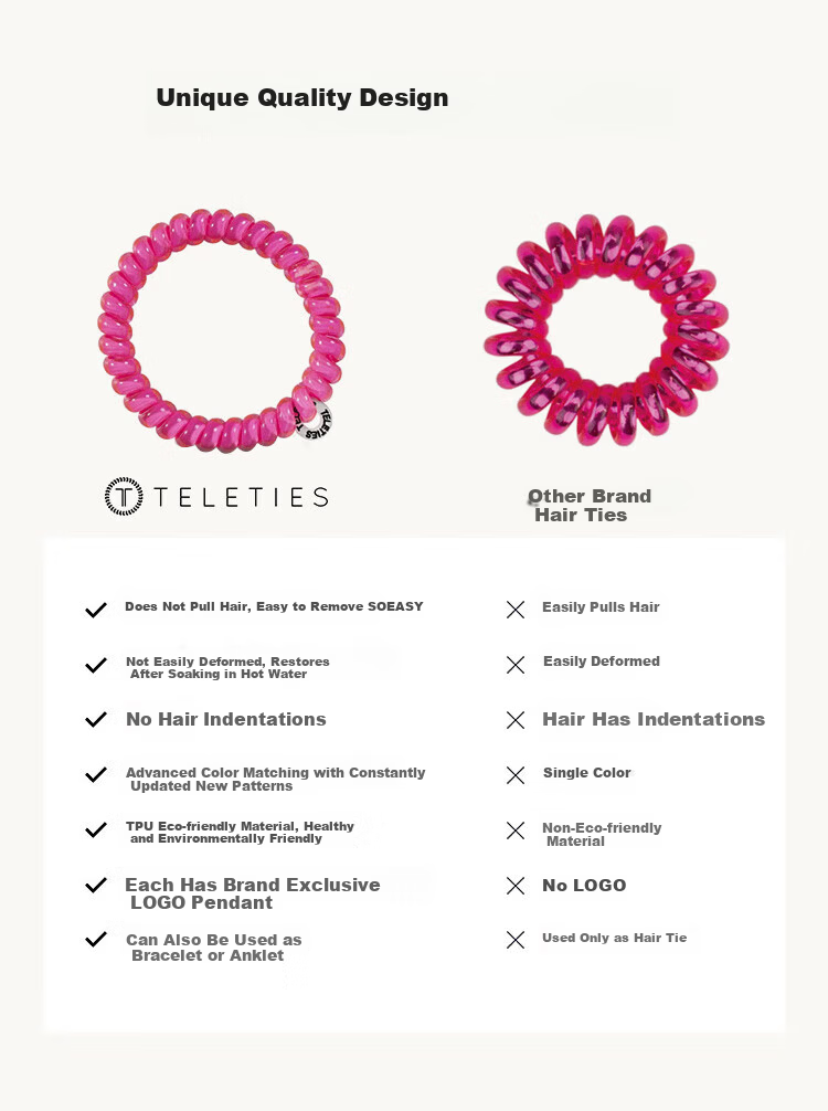 TELETIES Phone Cord Hair Tie Elastic Hair Band Hair Accessory Children's Day Gift Girl Spring Vibes Medium Size 5