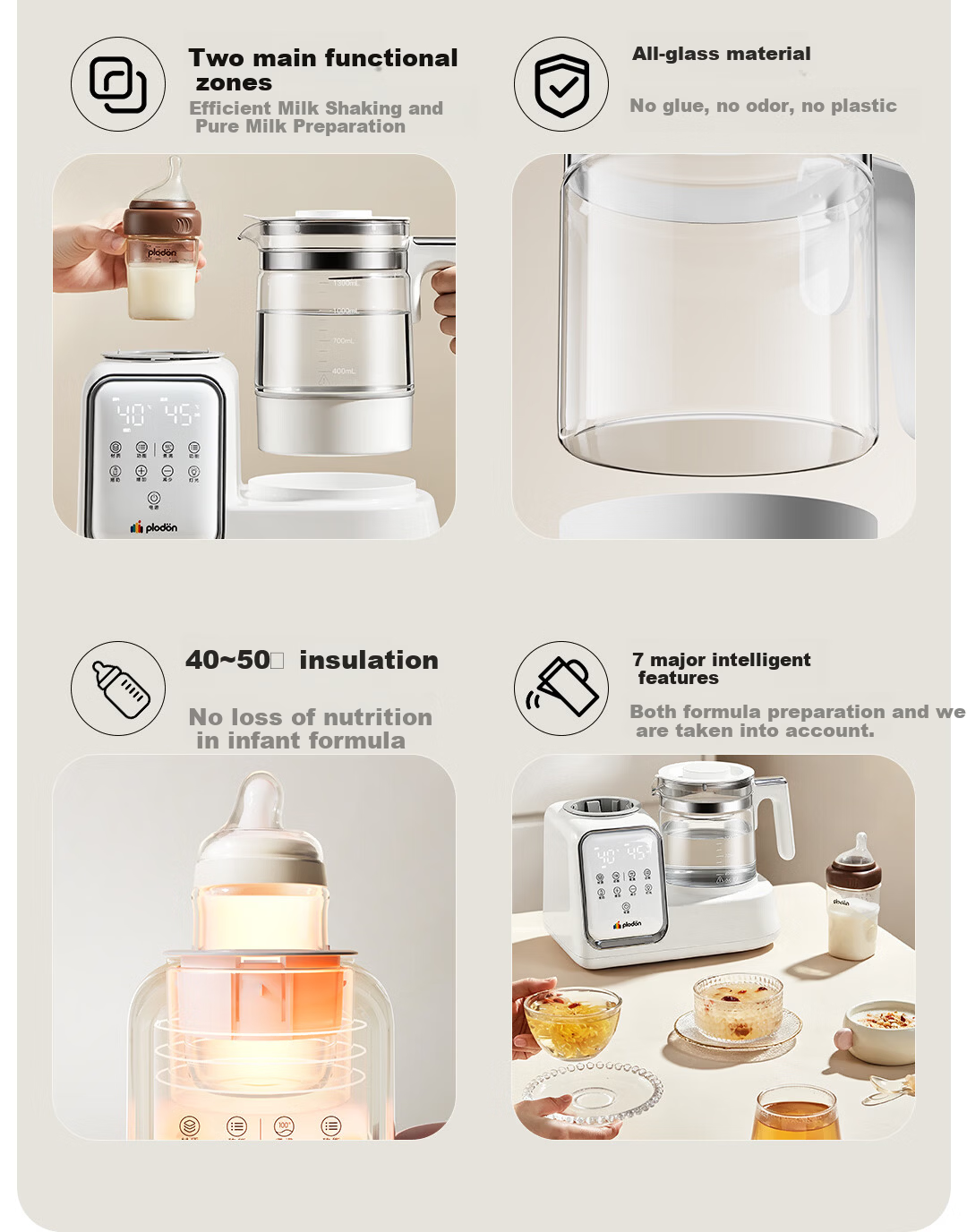 Puriton Thermostatic Kettle Baby Milk Preparation Household Large Capacity 2L Full Glass Body Quantitative Temperature Control Water Dispenser 3