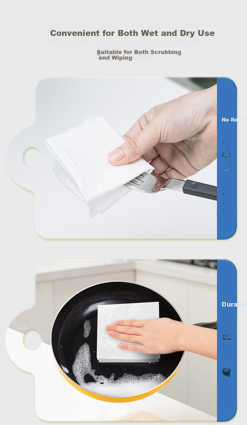 Old Cotton Farmer Wood Pulp Disposable Single-Use Cleaning Cloths 20 Sheets * 6 Rolls Thickened Large Food-Grade Household Kitchen Utensil Cleaning 8