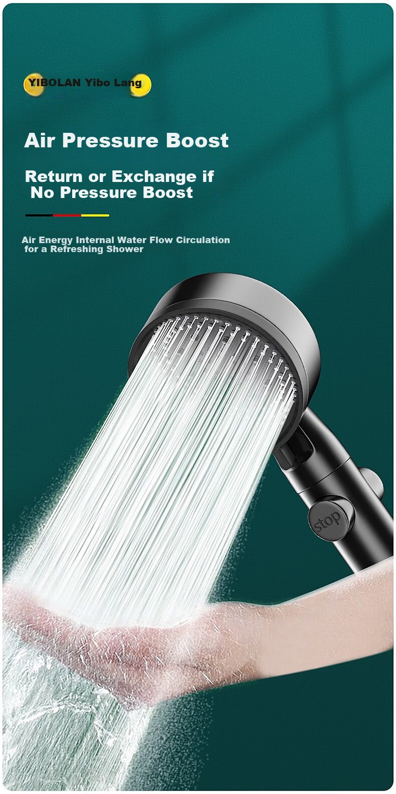 Yibailang High-Pressure Shower Head Handheld Bathroom Large Water Flow Shower Heater Sprayer 6
