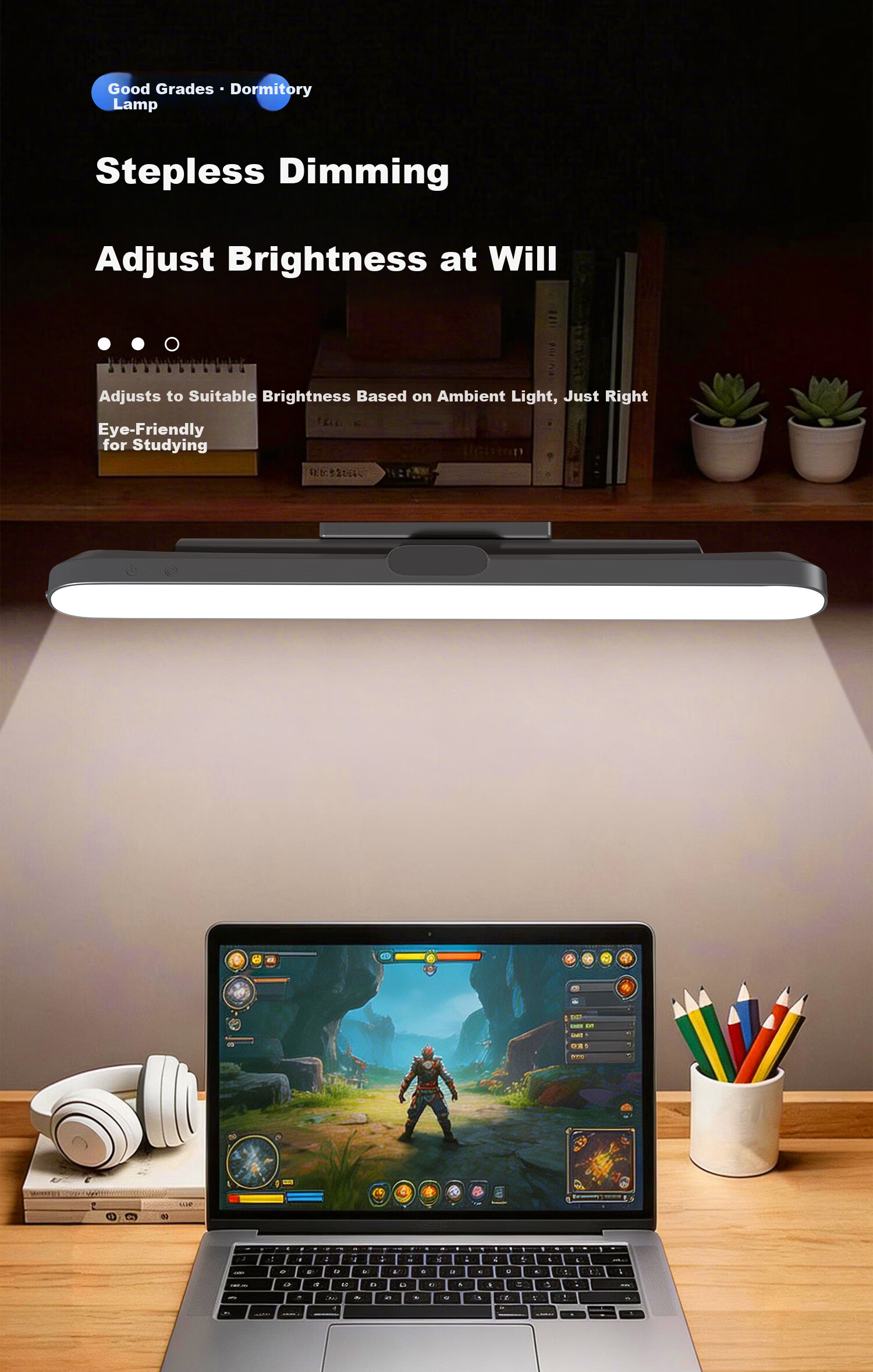 XLYS Desk Lamp College Dormitory Bedside Magnetic Reading Lamp Rechargeable Eye Protection Study Cool Lamp with Long Battery Life 12