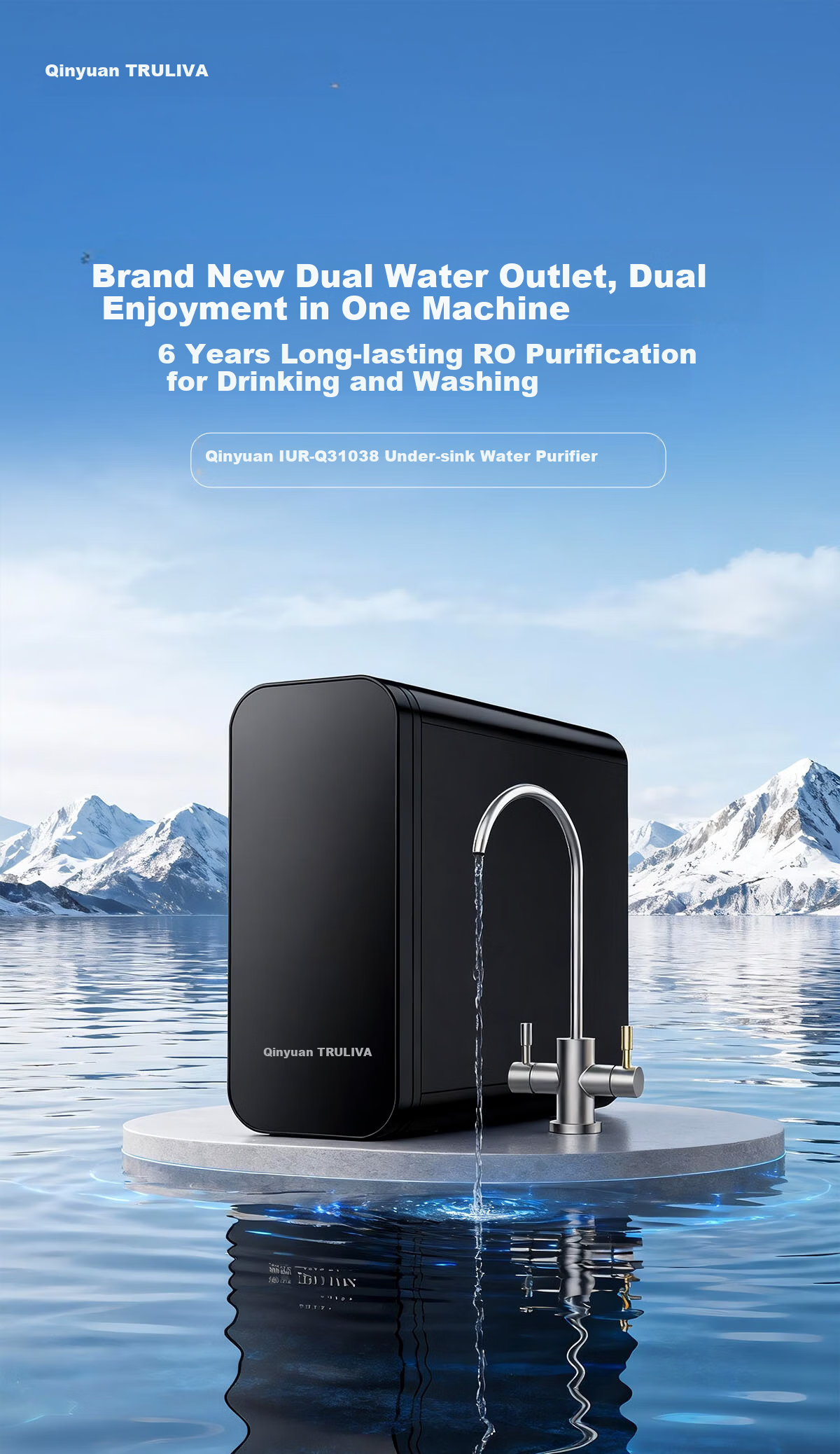Qinyuan Twin-Core Dual Outlet Wastewater-Free 1000G RO Household Water Purifier Pipeline Machine 6-Year Long-Lasting RO Drinking Water System Baby Safe Direct Drinking Replacement Subsidy 6