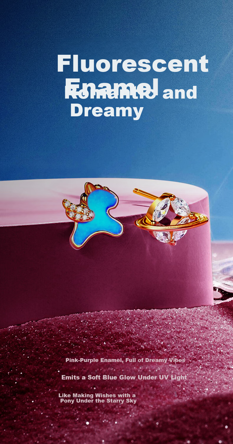 CHOW TAI SENG Dreamy Star Zodiac Horse Stud Earrings Delicate Small Sterling Silver Earrings Birthday Gift for Women 3