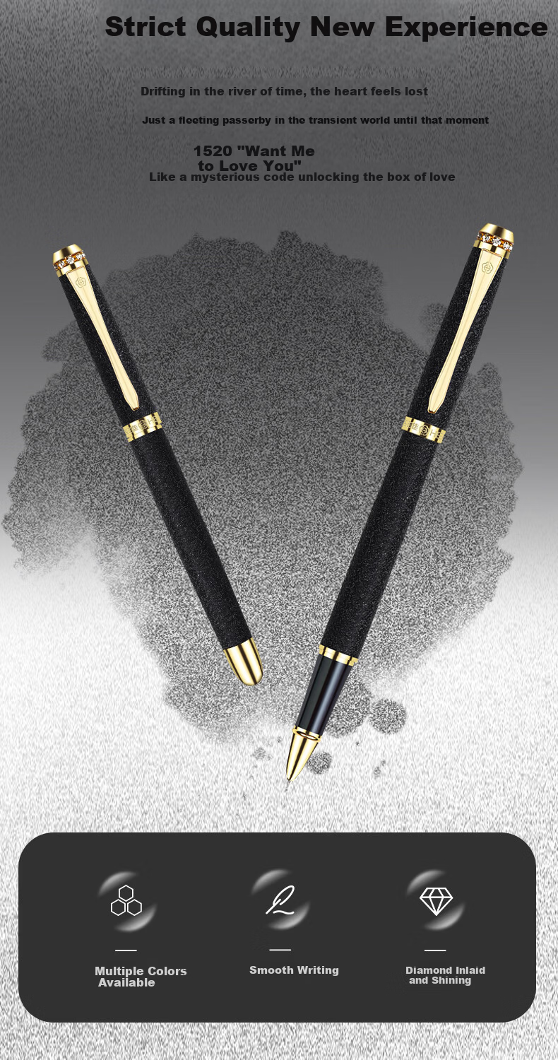 HERO Graduation Gift Luxury Fountain Pen Gift Box Set for Men and Women Adult Calligraphy Birthday Business Present 1520 Four-Piece Set Velvet Matte Black 2