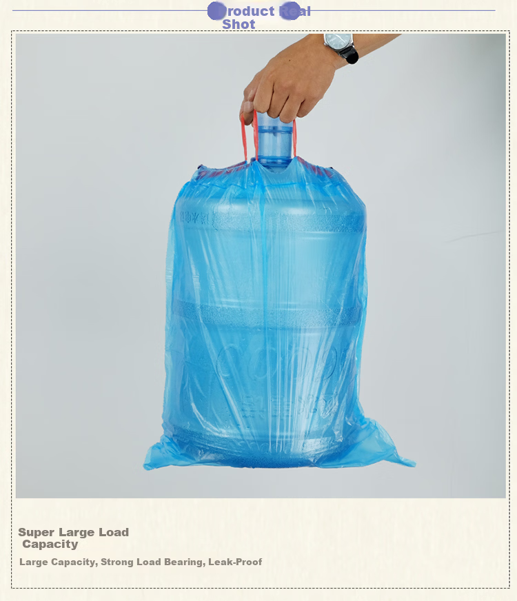 Jiecheng Thickened Drawstring Garbage Bags 15 Rolls 45x45cm 225pcs Double-Sided 2-Layer Large Handheld Kitchen Household Kitchen Waste Bags 8