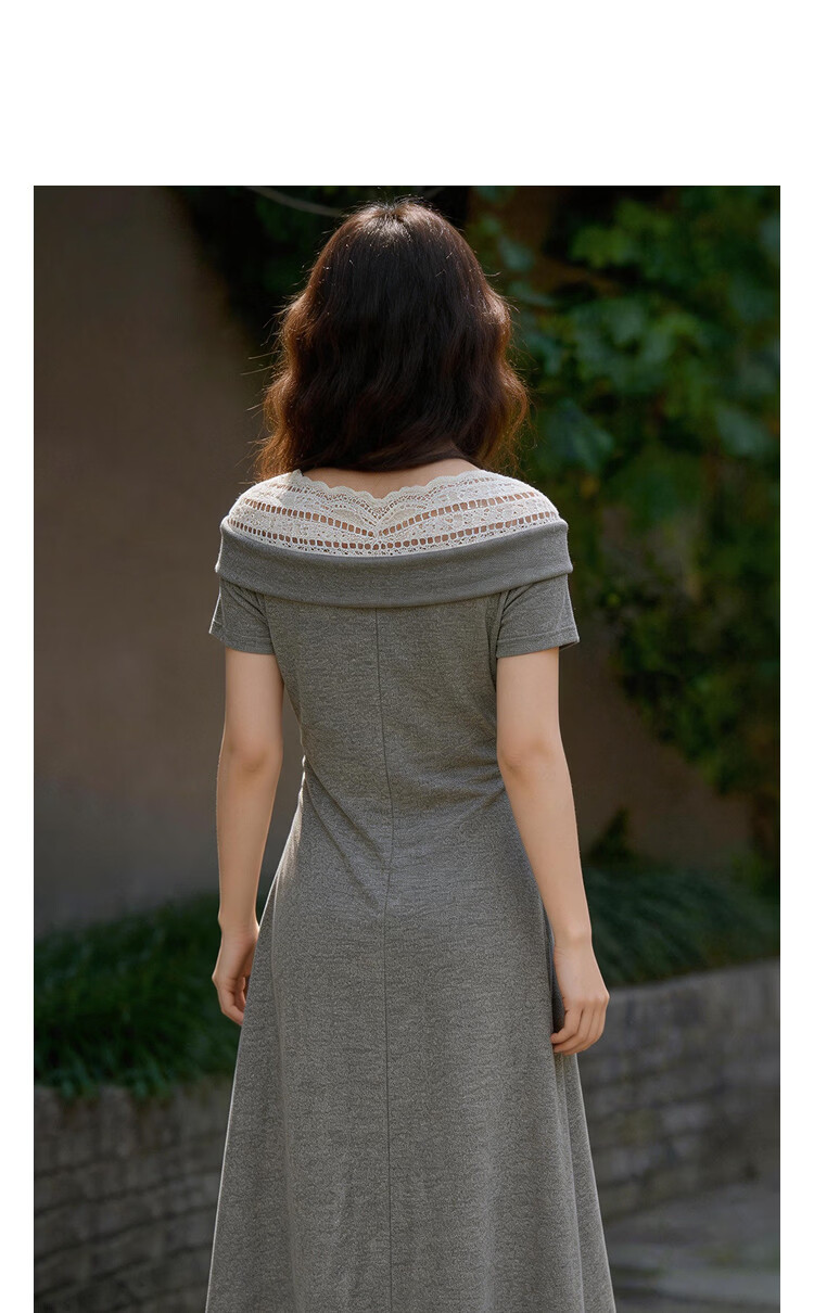 Demana [Seaside Holiday] Summer V-Neck Tie Lace Trim Ruffled Waist Slim Fit Dress for Petite Women 13
