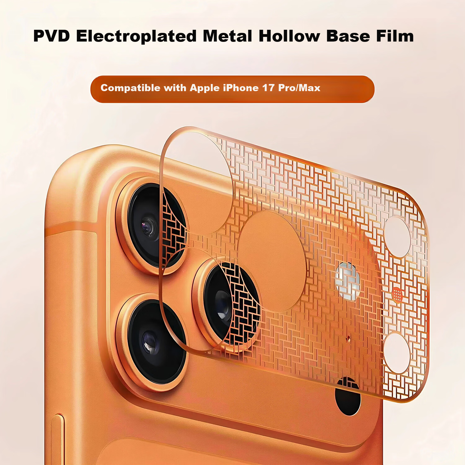 Fly Planet Ultra-Thin Base Film [No Bulge] Compatible with Apple iPhone 17 Pro Lens Protector iPhone 17 Pro Base Film Metal Hollow Heat Dissipation Scratch-Resistant Camera Protector - Star Orange 1
