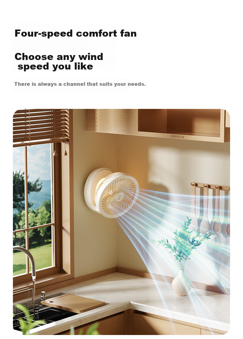 DIAMOND No-Drill Air Circulation Fan 2026 New Kitchen Fan Home Floating Fan Desktop Small Fan Toilet Wall Fan USB Rechargeable Dormitory Folding Fan Outdoor Table Fan XR 4