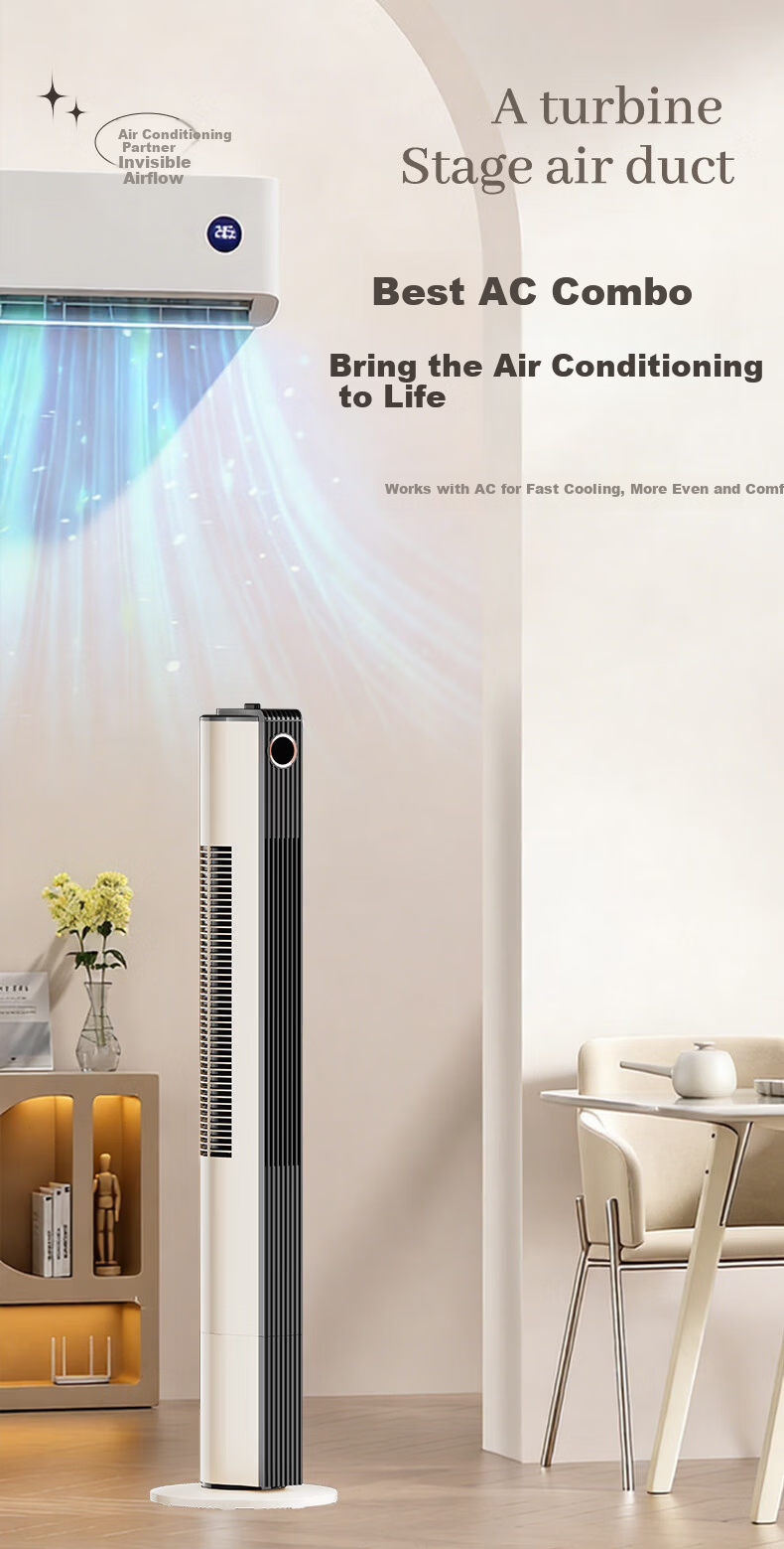 DIAMOND Home Electric Floor Fan Tower Fan Remote Control Timer Bladeless Fan Baby Fan Bedroom Living Room Study Quiet High Wind Oscillating Tower Fan KFT2207D 14