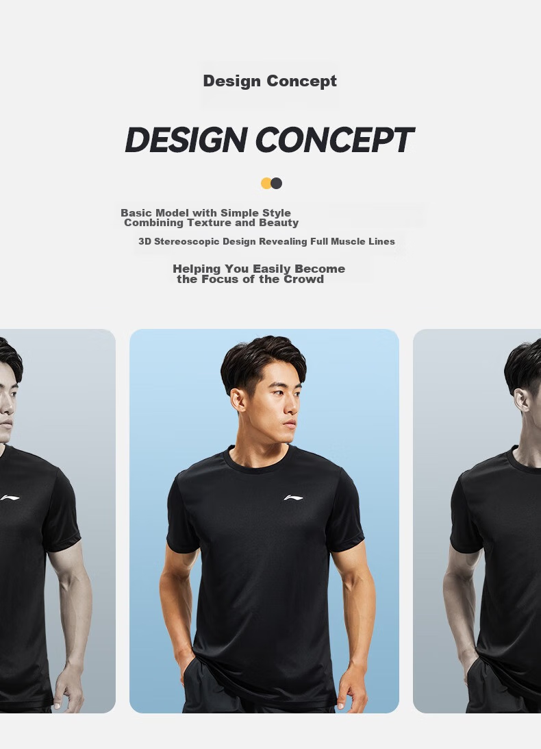 Li-Ning Short-Sleeve T-Shirt for Men, Summer Style, Trendy Printed Couple's Design, Loose-Fitting Casual Breathable Round Neck Sports Top 4